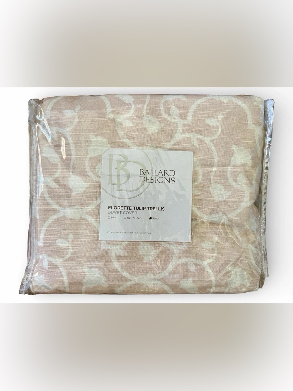 Ballard Designs Blush Pink Florette Tulip Trellis KING Duvet Cover NIP